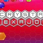 赤い背景にカラフルな六角形と「CRYSTAL HEXAJONG」の文字。