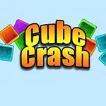 「Cube Crash」という文字が中央にあり、周囲にカラフルな四角いブロックが散りばめられたデザイン。