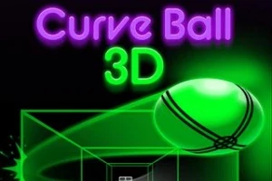 緑色の立方体空間と緑色のボールに「Curve Ball 3D」と書かれた画像。