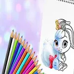 色鉛筆のセットと、王冠をかぶったキャラクターが描かれているスケッチブック。