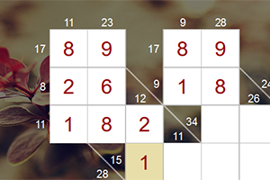 数独パズルのグリッドが背景の花と共に表示されている画像。