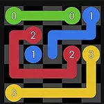 緑、赤、青、黄の4色の線が数字のついた丸を結んでいる。
