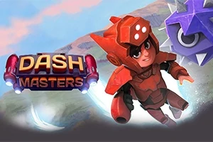 赤いアーマーを着たキャラクターが空中で宙に浮かび、右上にトゲのついた青い球体がある。