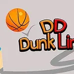 青い鉛筆、バスケットボール、そして「DD Dunk Line」と書かれたテキストが描かれたシンプルなグラフィック。