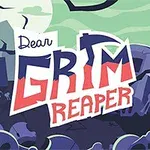 墓場の風景と大きな文字で「Dear Grim Reaper」と書かれたグラフィックデザイン。