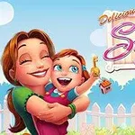 笑顔の女性が子供を抱きしめ、背景に白いフェンスと青空が広がっているイラスト。