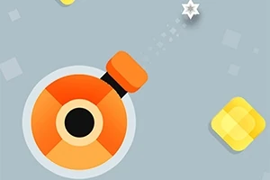 オレンジ色の砲台が星形の弾を発射しているイラスト。