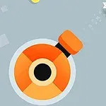 オレンジ色の砲台が星形の弾を発射しているイラスト。