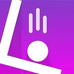 紫の背景に、L字型の白いラインと、そのラインの上に落ちてくる白いボールが描かれているイラスト。