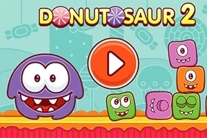 紫色のキャラクターとカラフルなブロックが並んだイラスト。