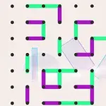 縦横に配置された黒い点と、それらを繋ぐ緑と紫の線が描かれたグラフィック。