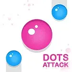 ピンクと青のドットが中央に配置され、「DOTS ATTACK」というテキストが書かれた画像。