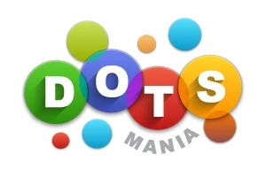カラフルな円の中に「DOTS」と文字があり、その下に「MANIA」と小さく書かれています。