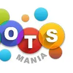 カラフルな円の中に「DOTS」と文字があり、その下に「MANIA」と小さく書かれています。