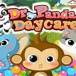 子供用動物キャラクターたちがカラフルなボールに囲まれているイラスト。