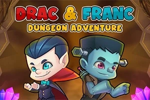 ヴァンパイア風のキャラクターとフランケンシュタイン風のキャラクターが並んでポーズをとっているイラスト。