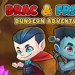 ヴァンパイア風のキャラクターとフランケンシュタイン風のキャラクターが並んでポーズをとっているイラスト。