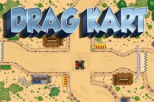 砂漠のカートコースの上に「DRAG KART」の文字が浮かんでいる。