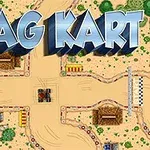 砂漠のカートコースの上に「DRAG KART」の文字が浮かんでいる。