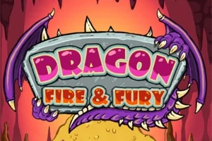 紫色のドラゴンの羽と爪に囲まれた「DRAGON FIRE & FURY」の文字が描かれた石の看板。