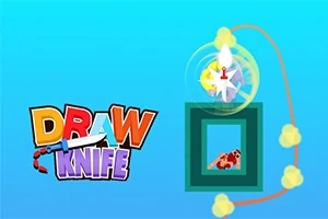 青い背景に「DRAW KNIFE」のロゴと、緑色の枠内にナイフが配置されている。