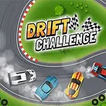 カーブしたレーストラックで4台のカラフルな車がドリフトしているイラスト。
