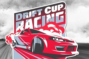 赤いスポーツカーがドリフトしているイラストと「DRIFT CUP RACING」の文字。