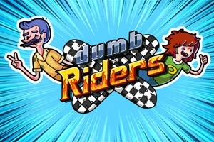2人のアニメ風キャラクターが背景にスピード感のある青い線を伴い、チェッカーフラッグ柄のタイトルの周囲に配置されているイラスト。