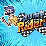 2人のアニメ風キャラクターが背景にスピード感のある青い線を伴い、チェッカーフラッグ柄のタイトルの周囲に配置されているイラスト。