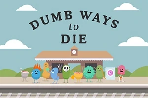 鉄道駅のプラットフォームに立つ、さまざまな色と形のキャラクターたち。