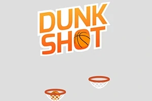 オレンジ色のバスケットボールと2つのバスケットゴールが描かれた「DUNK SHOT」のロゴ。
