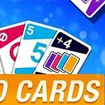 青い背景に複数のカラフルなカードが並び、「DUO CARDS」の文字が表示されている。