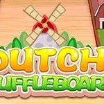 カラフルな風車と農場の背景に「DUTCH SHUFFLEBOARD」と描かれたタイトル。
