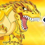 黄色のドラゴンが口を開けている横に数字の「10」が描かれている。