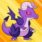 紫色のドラゴンがオレンジ色の背景の前で立っており、画面右下に数字の「4」が表示されています。
