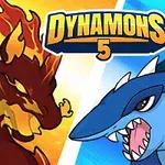 炎に包まれた赤いドラゴンのようなクリーチャーと鋭い歯を持つ青いサメのようなクリーチャーが対峙している。