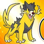 黄色の稲妻模様の動物キャラクターと数字の6がオレンジ色の背景に描かれている。