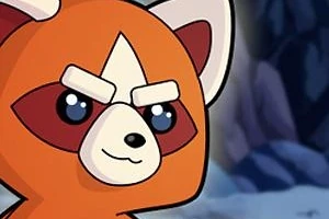 笑顔の赤いパンダのキャラクターが描かれたイラスト。