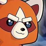 笑顔の赤いパンダのキャラクターが描かれたイラスト。