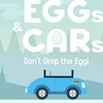 青い車と「EGGs & CARs」と書かれた文字が描かれたイラスト。