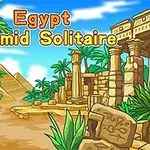 ピラミッドやスフィンクス、古代遺跡が描かれたエジプトの風景のイラスト。