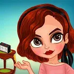 アニメ風の女性キャラクターが二人描かれていて、一人はポーズをとり、もう一人は髪をなびかせている様子で、小さなテーブルの上にラジオが置かれている。