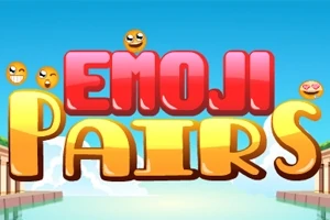 青い空を背景に「EMOJI PAIRS」と大きく書かれたカラフルな文字と、周囲に複数の絵文字が浮かんでいる。