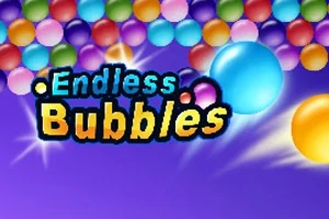 紫色の背景に、色とりどりの泡が上部に並び、「Endless Bubbles」のテキストが中心に配置されている。