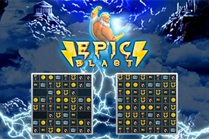 雷を持った強いキャラクターが描かれた、電撃が走る空を背景にした2つのゲーム盤があります。