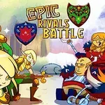 漫画スタイルのエルフと戦士たちが対峙し、背景に森が描かれているイラスト。