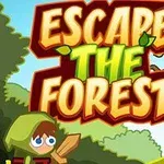 緑のフードをかぶったキャラクターが木の剣を持ち、背景に「ESCAPE THE FOREST」という文字が描かれている。