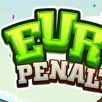 緑色の大きな文字で「EURO PENALTY」と書かれたロゴとサッカーボールのデザイン。