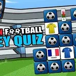 EUROPEAN FOOTBALL JERSEY QUIZのタイトルとサッカージャージのイラストが描かれたゲーム画面。