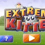 かわいい子猫と鳥が描かれたタイトル画面。